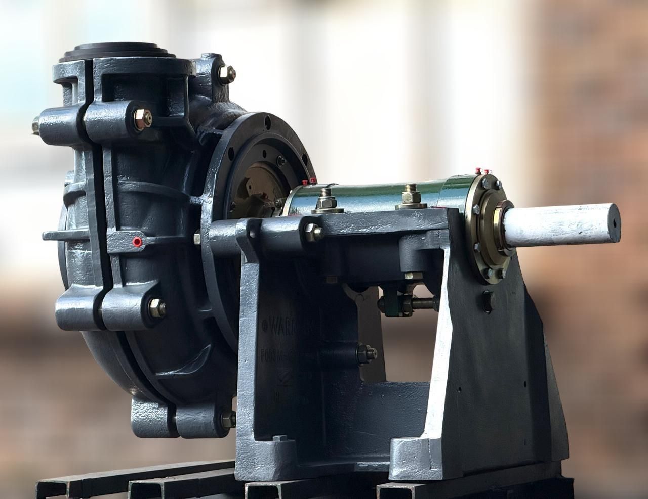Refurbished horizontal slurry pump in the Musketeer workshop